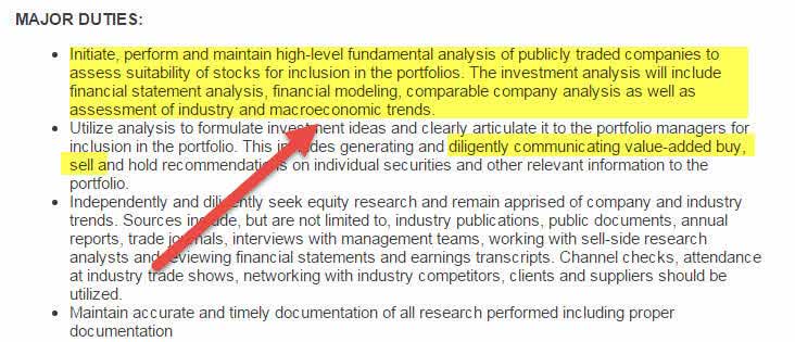 Senior Analyst Job Description