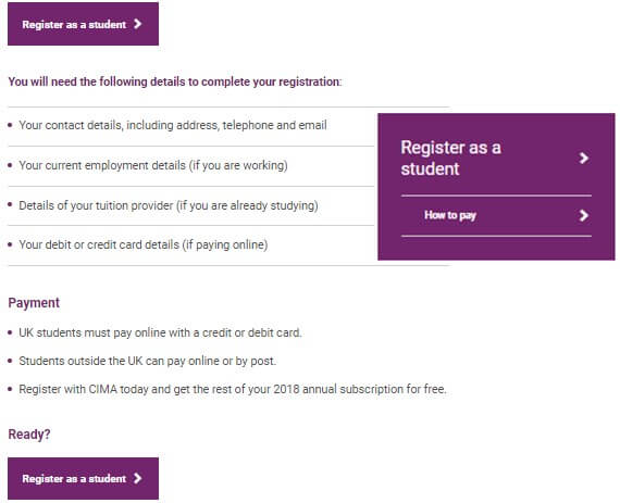 CIMA Exam 2020 Registration