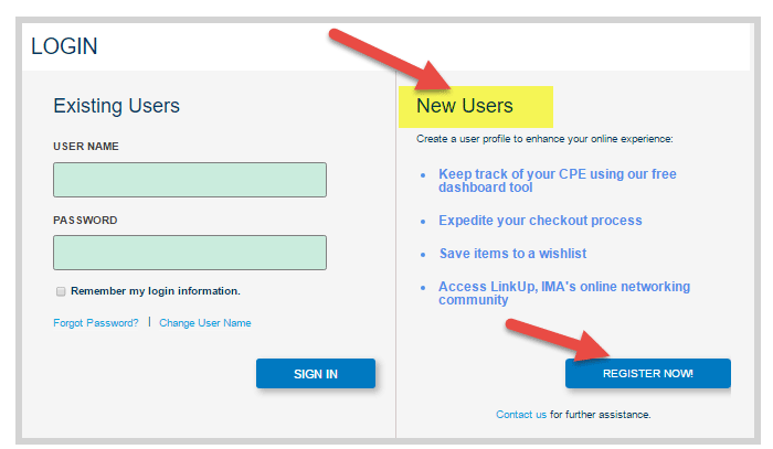 IMA New User Registration