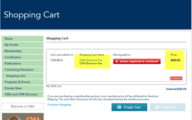 IMA Shopping Cart