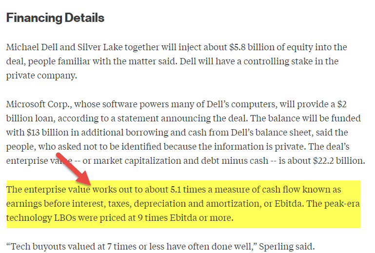 Dell LBO - EV to EBITDA