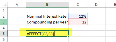 EFFECT - Financial Functions in Excel Example