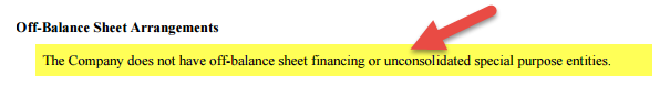 Colgate Management Discussion and Analysis - Off Balance Sheet