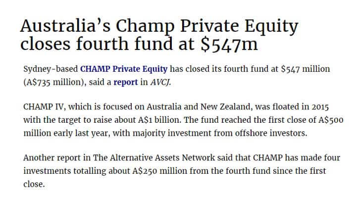 Private Equity in Australia - Champ
