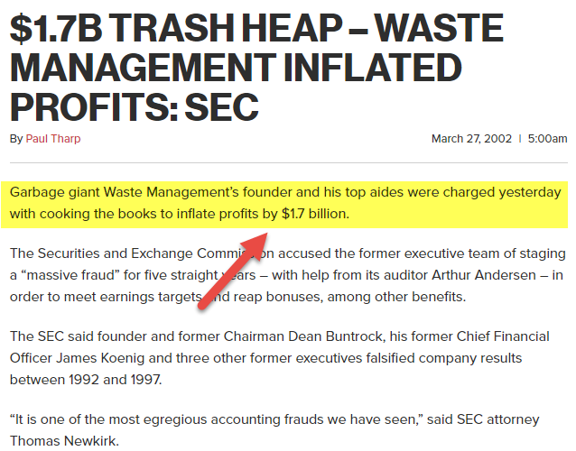 Waste Management Inc Accounting scandal