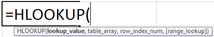 Hlookup Formula in excel