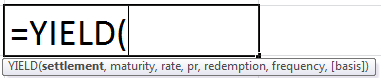 Yield Formula in Excel
