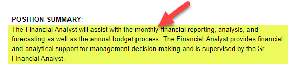 Financial Analyst Job Description