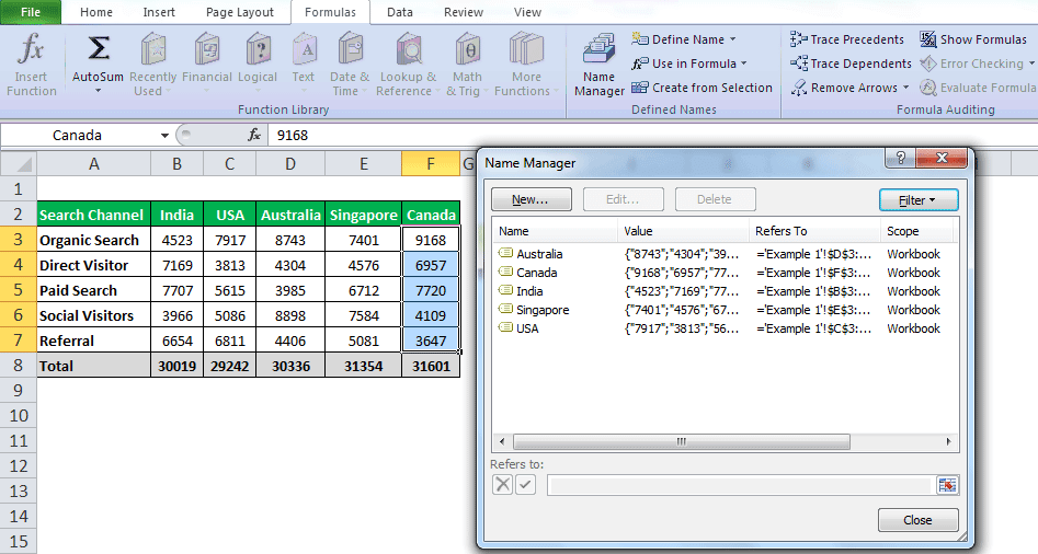 INDIRECT Function in Excel Example 1-4