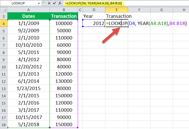 LOOKUP Function Example 2-1