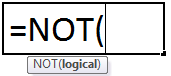 NOT Function Formula