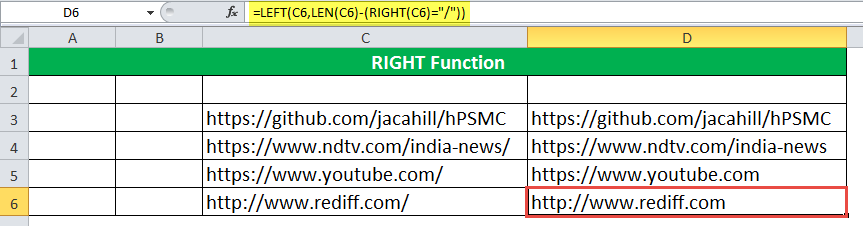 RIGHT Function Example 7-3