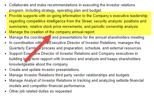Investor Relation Job