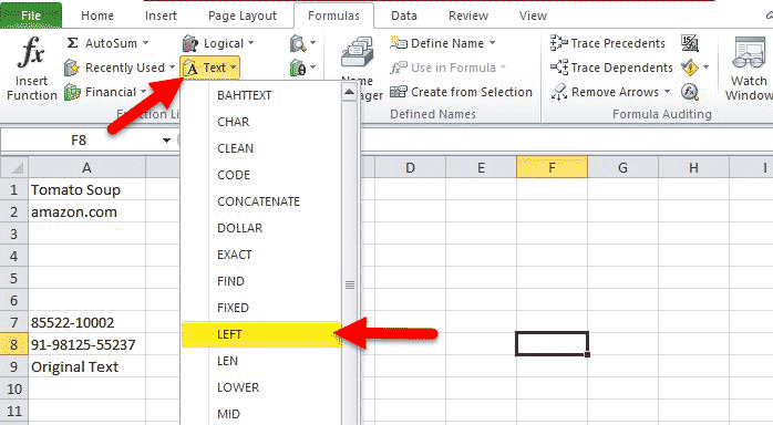 LEFT Function step 1