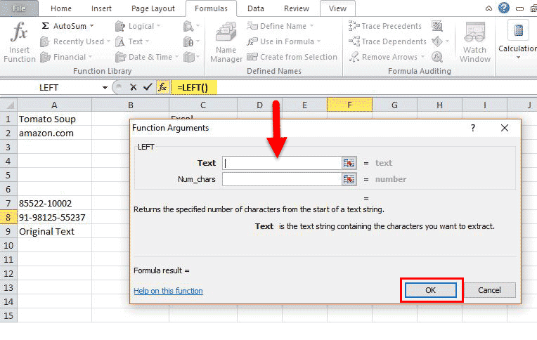LEFT Function step 2