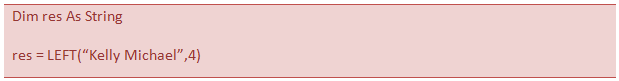 LEFT function as a VBA function example 1