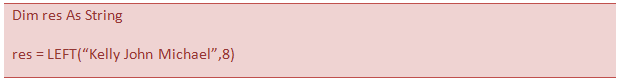 LEFT function as a VBA function example 2