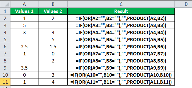 PRODUCT Function example 2