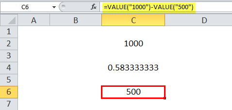 VALUE function Excel Example 3