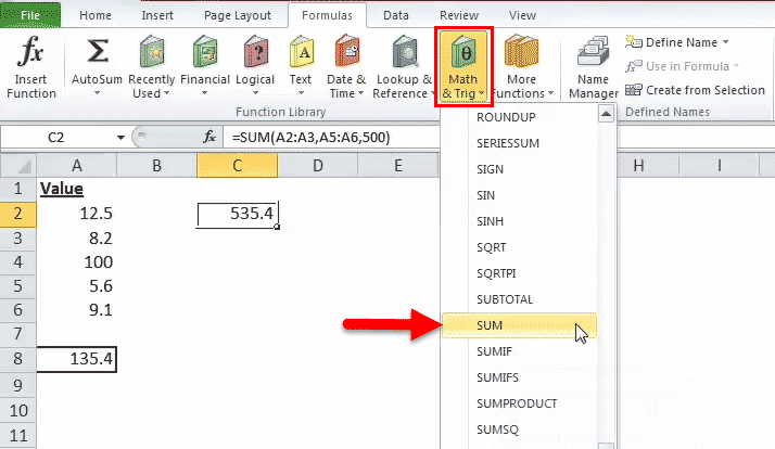 sum function seccond step