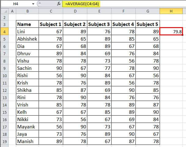 AVERAGE Formula Excel Example 3-2