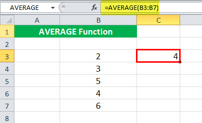 AVERAGE Function Illustration 3