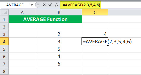 AVERAGE Function Illustration 4