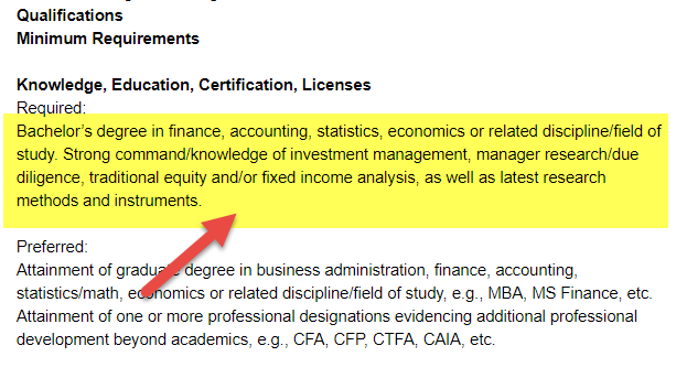 Hedge fund Job Education qualification