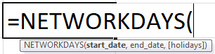 Networkdays Formula