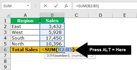 TOP 20 excel shortcuts - Auto Sum 1