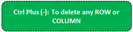 TOP 20 excel shortcuts - Delete & Add Entire Row or Column 1