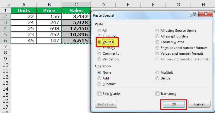 TOP 20 excel shortcuts - Paste as Values 2