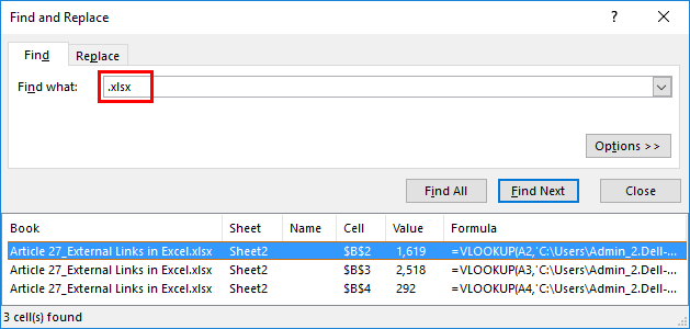 Find and Replace Method 2