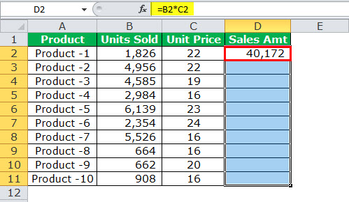 Relative reference in excel example 2-2