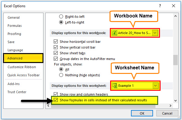 Excel Options