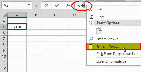 Subscript in Excel Example 2