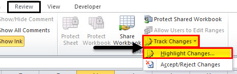 Track Changes in excel example 2