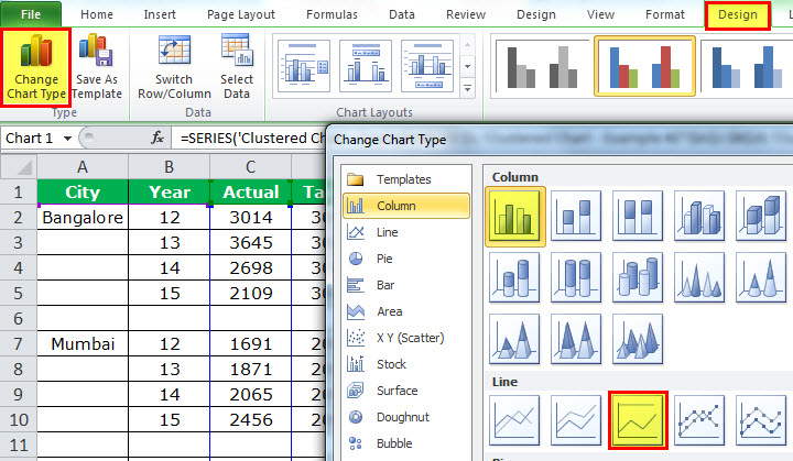 clustered Column Chart Example 2-9