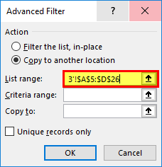 Advance Filter in Excel Example 3-1