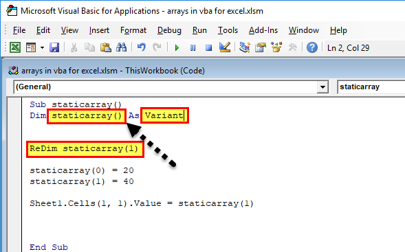 Arrays in VBA Excel Dynamic Array).