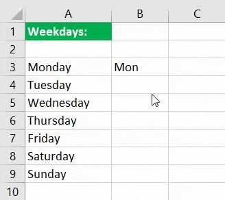 Example (Weekdays)