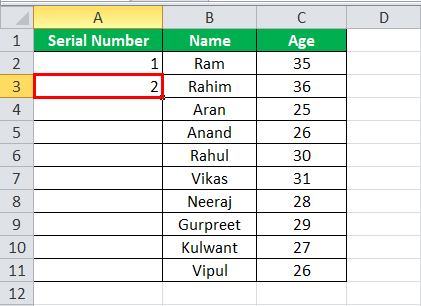 Fill the Series with Number Example 1-1