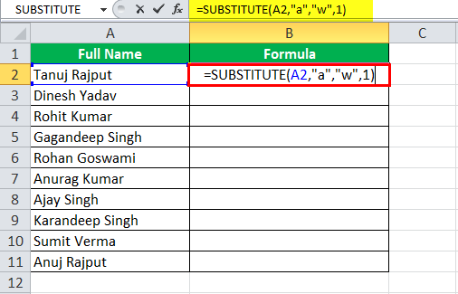 Substitute Function Example 2-1