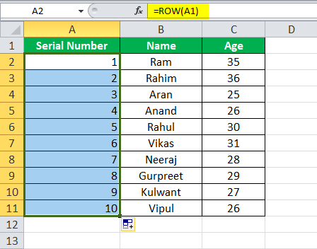Use Row Function Example 1-5