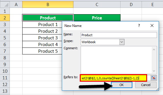 Using OFFSET Function example 1-8