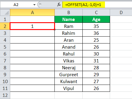 Using Offset() Function Example 1-3