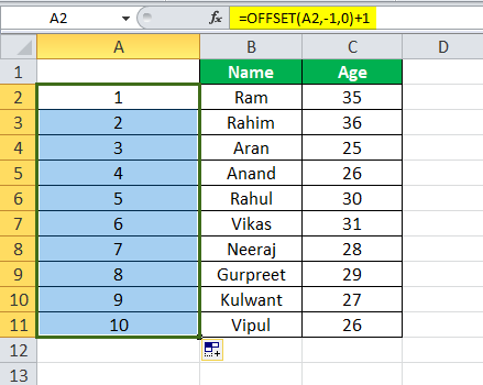 Using Offset() Function Example 1-5
