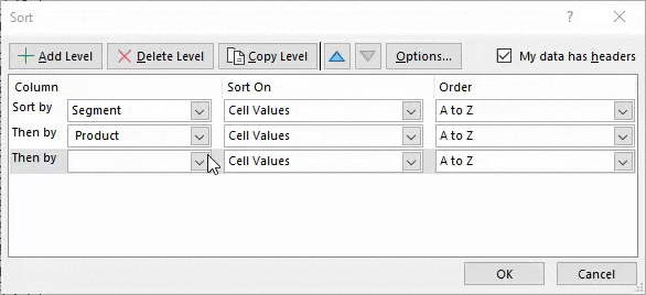 select Units Sold header