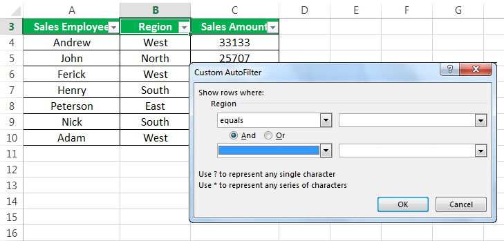 Filter shortcut Example 3