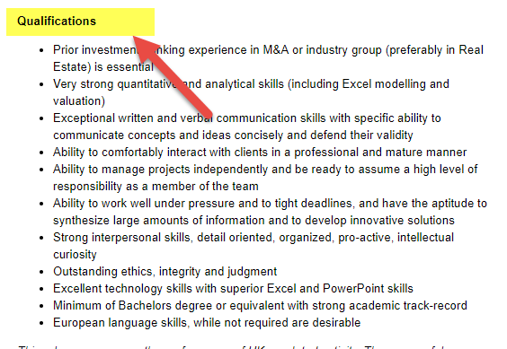 Investment Banking Analyst Qualifications